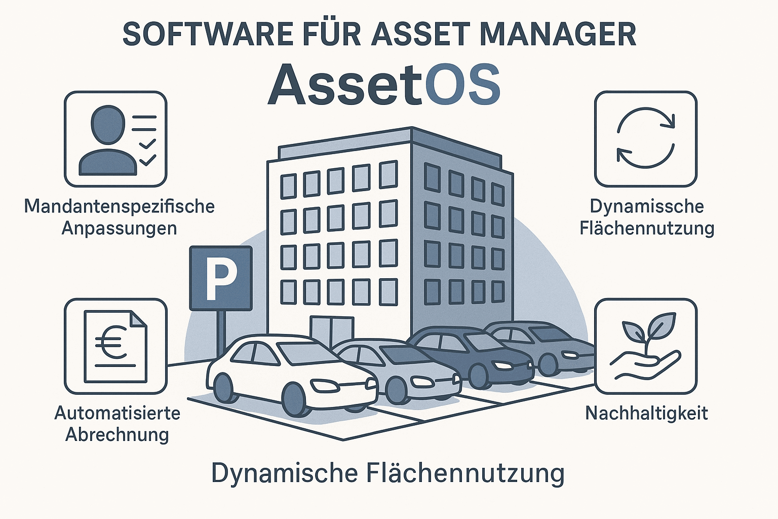 AssetOS ist die Software für Asset Manager: Multi-Tenant-Immobilien digital verwalten, Stellplätze dynamisch nutzen, Kosten senken und ESG-Ziele erreichen.
