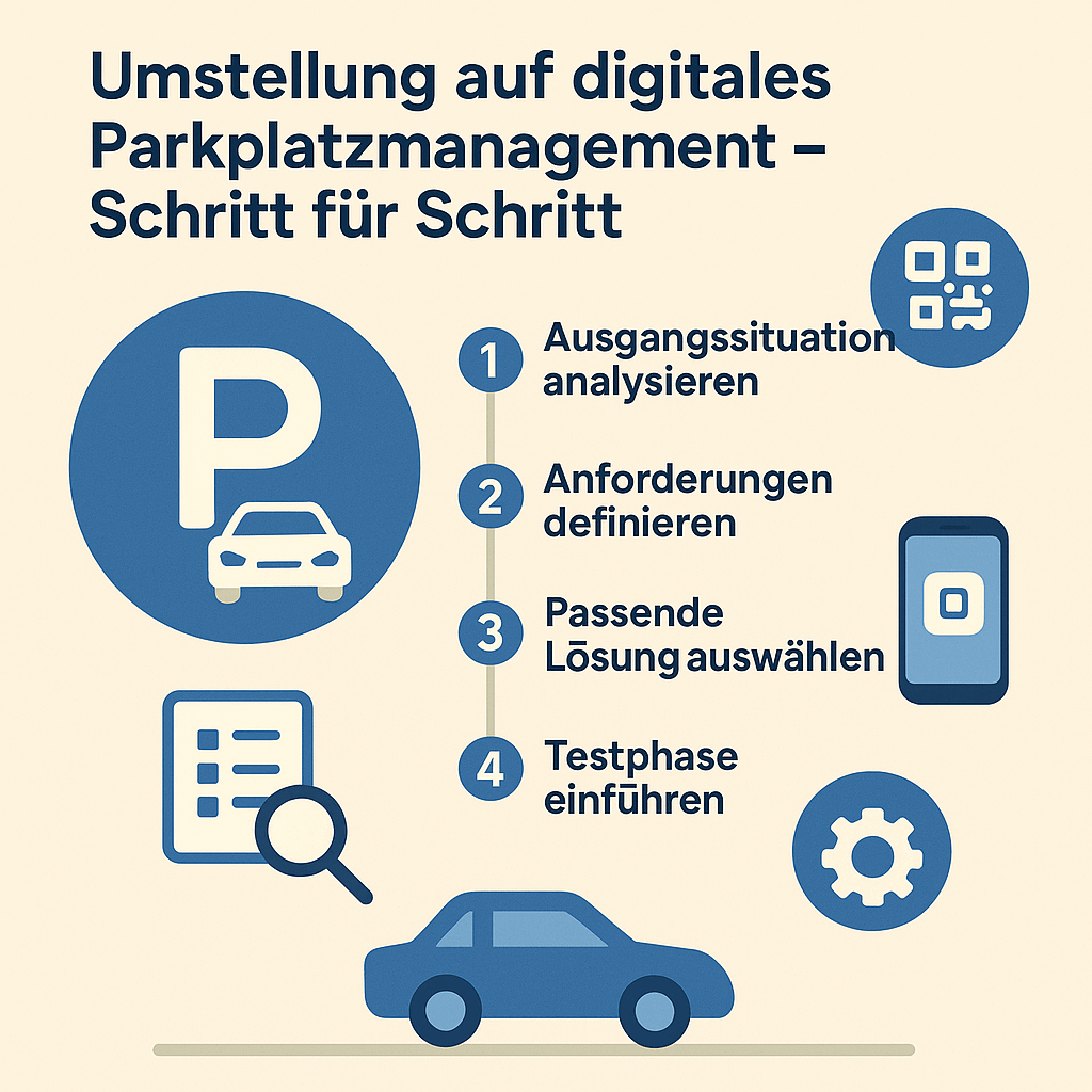 Sie möchten von manueller Parkplatzverwaltung auf ein digitales System wechseln? In dieser Anleitung erfahren Sie, wie Sie Schritt für Schritt ein modernes Parkplatzmanagement einführen.